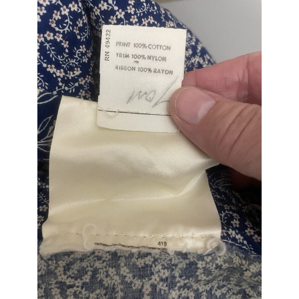 Gunne Sax by Jessica McClintock prairie midi dress blue and white calico MINT - Picture 14 of 16